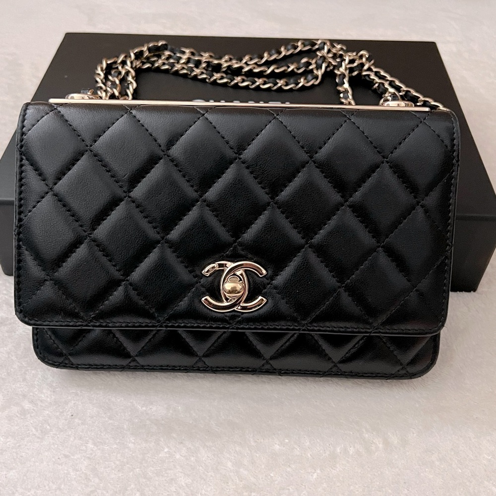 ❌❌SOLD❌❌Authentic Preloved Chanel Trendy Wallet On Chain with dustbag included